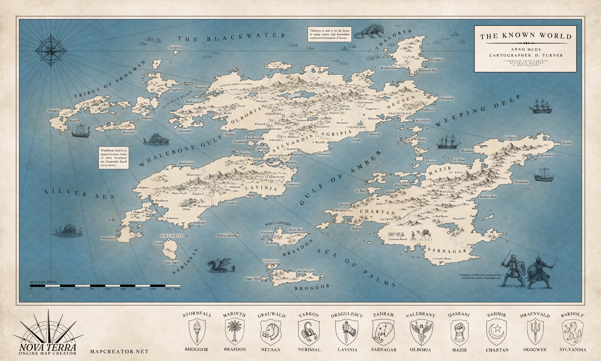 Large fantasy world map created in Nova Terra